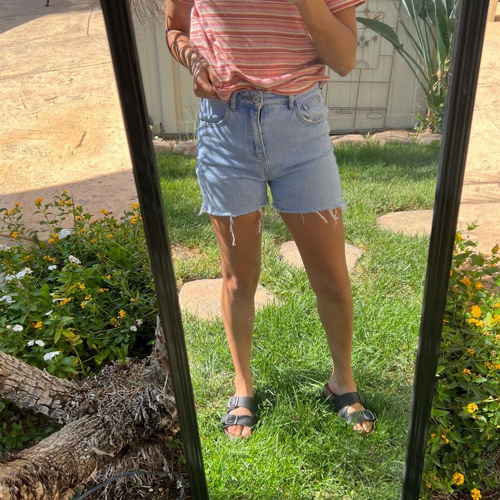 John Galt light wash jean shorts